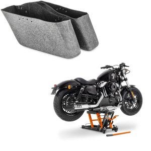 Set: Doublure de Sacoche compatible avec chopper / custombikes Touring 14-24 + Pont elevateur ciseaux Mid-lift L 680kg