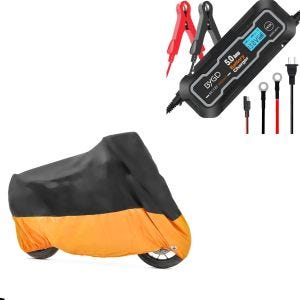 Set: Housse XXXL Bache imperméable + Chargeur de batterie moto BX2 Charge intelligente 5A