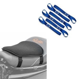 Set: Zurrschlaufen passend für Spanngurte, 6er Mega Pack Blau + Gel Sitzkissen M Universal Komfortkissen