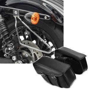 Set: Satteltaschenhalter Chrom + Überwurf Satteltaschen passend für Chopper Cruiser Retro VH5