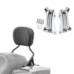 Set: Sissybar compatible avec Harley Davidson Touring 09-21 + Kit Fixation à quatre points chrome