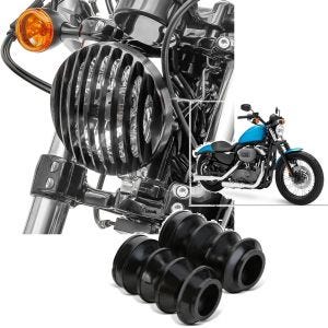 Set: Grille de Phare compatible avec Harley Davidson Sportster 04-20 + Soufflets caoutchouc 39mm