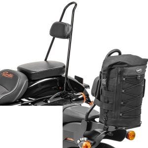 Set: Sissy Bar Tall passend für Chopper / Custombikes 04-20 + Sissybar Tasche DB4