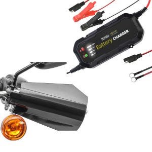 Set: Handprotektoren passend für Harley Davidson HP4 + Batterie Ladegerät BC2 Vollautomatisch 1.500mA