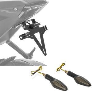 Set: Kennzeichenh. KH4 + LED Beleuchtung + Lauflicht Blinker BL6 + E-Prüfzeichen 2 Stück get.