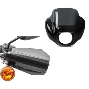 Set: Scheinwerfer Verkleidung passend für Harley Davidson Softail Street Bob 18-24 Lampenmaske MG9 + Handprotektoren HP4