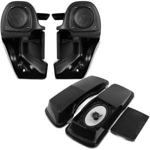 Set: Beinschild II + Seitenkoffer-Deckel + Lautsprecher passend für Harley Davidson Touring 94-13