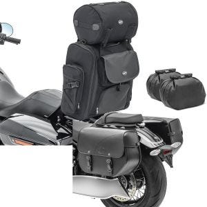 Set: Sissybar Tasche SXL mit Gepäckrolle + Satteltaschen Kentucky 30Ltr