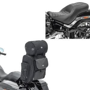 Set: Sissy Bar Sacoche SXL avec Sac Rouleau + Selle Biplace compatible avec chopper / custombikes Sport Glide 18-24