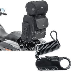 Set: Sissybar Tasche SXL mit Gepäckrolle + Helmschloss Zahlenschloss