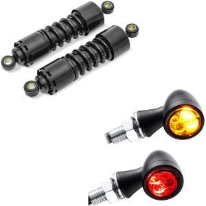 Set: Stossdämpfer 11" passend für Harley Davidson Dyna 1991-2017 Tieferlegung + LED Blinker TX1
