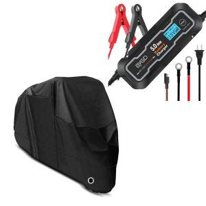 Set: Housse Moto XL Bache + Chargeur de batterie moto BX2 Charge intelligente 5A