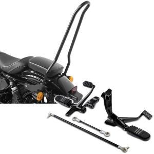 Set: Sissybar passend für Harley Davidson Sportster 04-20 Tampa + vorverlegte Fußrastenanlage