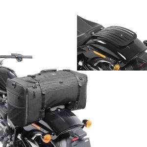 Set: Gepäckträger Solo Rack L1 Gepäckbrücke + Hecktasche SQ1 Soziustasche passend für Chopper und Cruiser