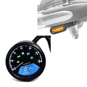 Set: Tachometer LCD Digital Drehzahlmesser Analog TM1 + LED Lenkerblinker XS