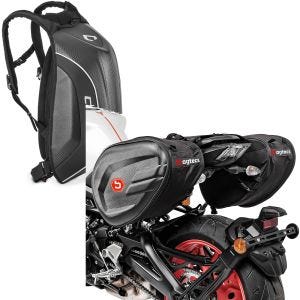 Set: Hartschalen Rucksack Carbon 30Ltr + Seitentaschen CRB 40-60 Liter Softshell