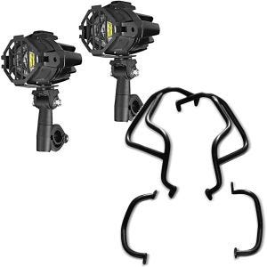 Set: LED Zusatzscheinwerfer S22X + Sturzbügel passend für Honda CB 500 X 19-23 oben und unten