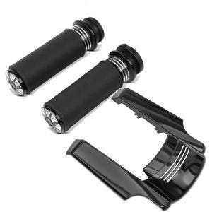 Set: Lenker-Griffe 1" Zoll HG2 CNC Alu passend für Harley Davidson + Kotflügelverlängerung hinten