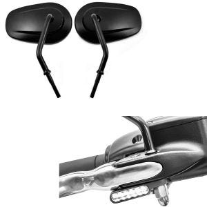 Set: Spiegel CS22 passend für Harley Davidson + LED Lenkerbl. + Tagfahrlicht für Lenker Armaturen + E-Prüfzeichen get.