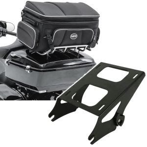 Set: Hecktasche TT1 73Ltr + TP Träger Doppelsitzbank passend für Chopper / Custombikes Touring 14-24
