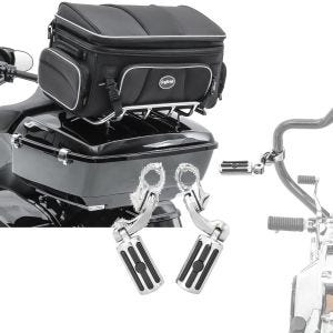 Set: Hecktasche TT1 73Ltr + Sturzbügel Fußrasten CF3S passend für 32mm
