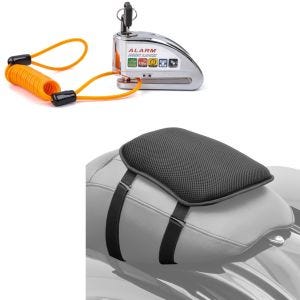 Set: Bremssscheibenschloss Alarm + Gel SitzkissenS Komfortkissen