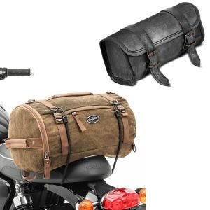 Set: Hecktasche Vintage 25L + Werkzeugrolle passend für Chopper Retro Werkzeugtasche LR3