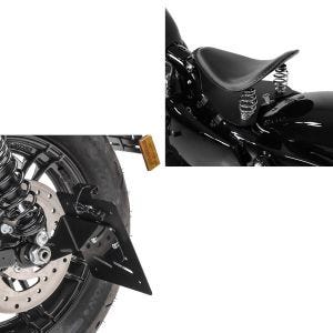 Set: Kennzeichenhalter seitlich S passend für HD Sportster 04-20 + Solositz + Grundplatte