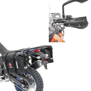 Set: Satteltaschen WP8 2x30L + Handprotektoren Enduro XD4 Motocross