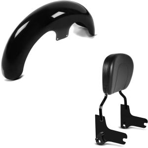 Set: Front-Fender 21" Zoll Wrap + Sissybar passend für Harley Davidson Touring 97-08 Fast Driver-M