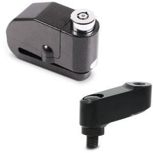 Set: Antivol bloque disque Alarme 120dB Moto antivol + Extension de Rétroviseur, Paire, 40mm