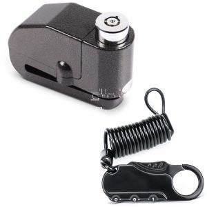 Set: Antivol bloque disque Alarme 120dB Moto antivol + Antivol casque moto / cadenas à codenoir