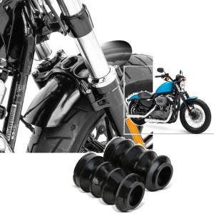 Set: Garde Boue Avant court compatible avec Harley Davidson Sportster Forty Eight 48 / Special 10-20 + Soufflets caoutchouc 39mm