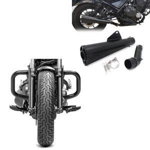 Set: Sturzbügel passend für Honda Rebel 500 CMX 17-24 + Auspuff Slip-On