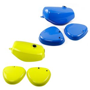 Set: 2x Réservoir d'essence compatible avec Simson S51 / S70 avec couvercle latéral jaune + bleu