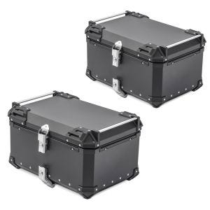 2x Motorrad Alu Top Case Bagtecs XB65 Aluminium Universal 65 Liter schwarz Spar-Set