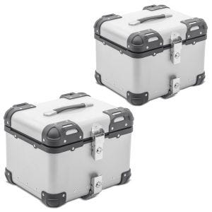 2x Motorrad Alu Top Case Bagtecs XS45 Aluminium Universal 45 Liter silber Spar-Set