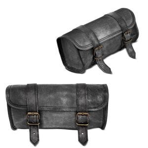 2x Motorrad Leder Werkzeugrolle passend für Chopper Retro Werkzeugtasche Craftride LR3 schwarz Spar-Set