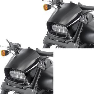 2x Masque de phare avant compatible avec Harley Davidson Softail Fat Bob 18-19 Craftride noir Set Discount