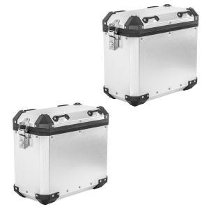 2x Motorrad Alukoffer Bagtecs GX38 Aluminium Seitenkoffer 38 Liter Universal silber Spar-Set