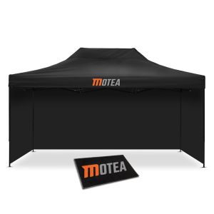 Set: Pavillion pliable 3x4,5m Tourtecs avec 4 Parois pour pavillon et Tapis moto GM1