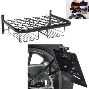 Set: Motorrad Garderobe XGP WH6 sw mit Seitlicher Kennzeichenhalter passend für Chopper Cruiser Retro Universal Craftride LH5