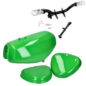 Set: Réservoir Réservoir d'essence compatible avec Simson S51 av. couvercle latéral av. Support de repose-pieds et béquille latérale