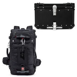Set: Motorrad Rucksack HK4 45Ltr sw Bagtecs mit Alu Top Case XB65 Alu univ. 65 Liter sw
