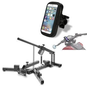 Set: Reifenmontiergerät für Motorradreifen 12-21" MD4 ConStands mit Smartphonehalter SH10 bis 6,3" Zoll für Lenker