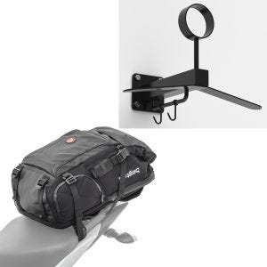 Set: Motorrad Rucksack HX5 wasserdicht 45Ltr mit Helmhalterung Bagtecs mit Garderobe WH1 sw