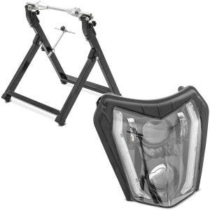 Set: Équilibreuse pneu moto WU-2 noir avec Phare LED compatible avec KTM EXC / EXC-F / Freeride / Enduro / SMC 14-24 ECE DRL SW2
