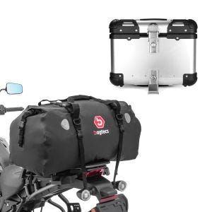 Set: Sacoche de selle Moto arrière XF80 80l Bagtecs avec Top case Alu XS45 argent 45 Litres