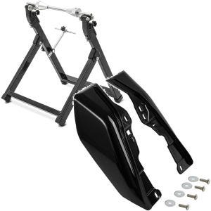 Set: Équilibreuse pneu moto ConStands WU-2 équilibreuse de roues en noir + Déflecteur de cadre intermédiaire compatible avec Harley Davidson Touring 09-24 Craftride WA3 noir