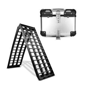 Set: Rampe de Chargement V noir en Alu, max. 680 kg pour Moto ConStands avec Top case Alu XS45 argent 45 Litres